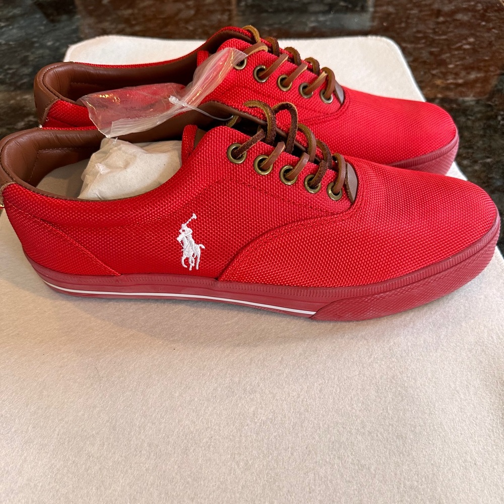 Polo by Ralph Lauren Red Sneakers Classic Lace-Up Design